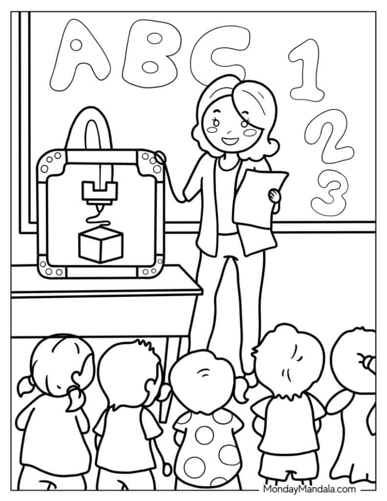 Teacher coloring pages free pdf printables