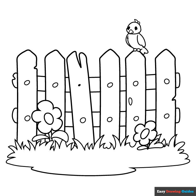 Fence coloring page easy drawing guides