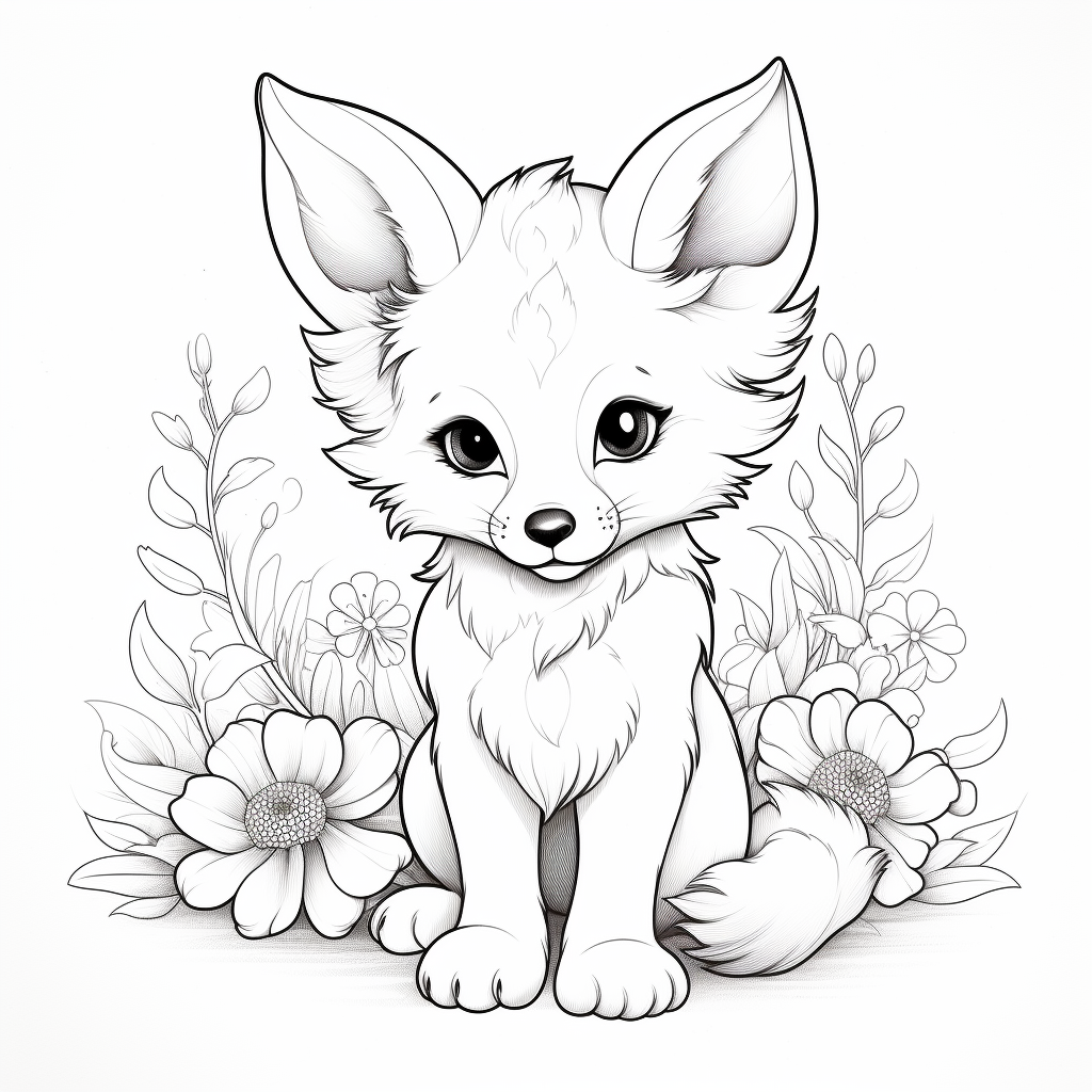 Cute baby fox coloring pages