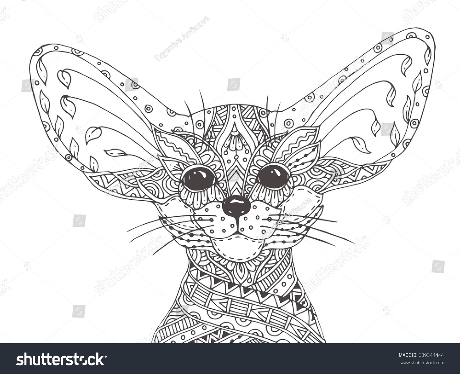 Fennec fox handdrawn fennec ethnic floral stock vector royalty free