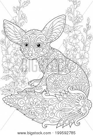 Coloring page fennec vector photo free trial bigstock