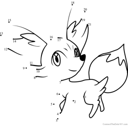 Pokemon fennekin connect the dots printable worksheets