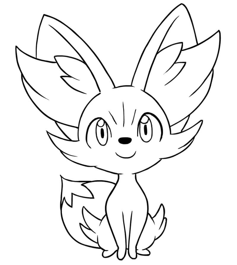 Lovely fennekin coloring page