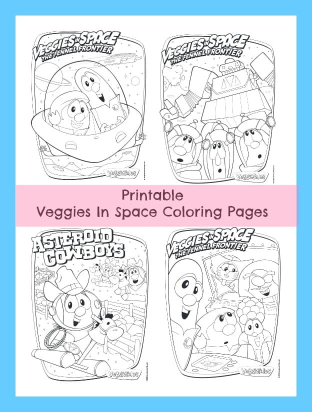 Veggietales veggies in space coloring page printables