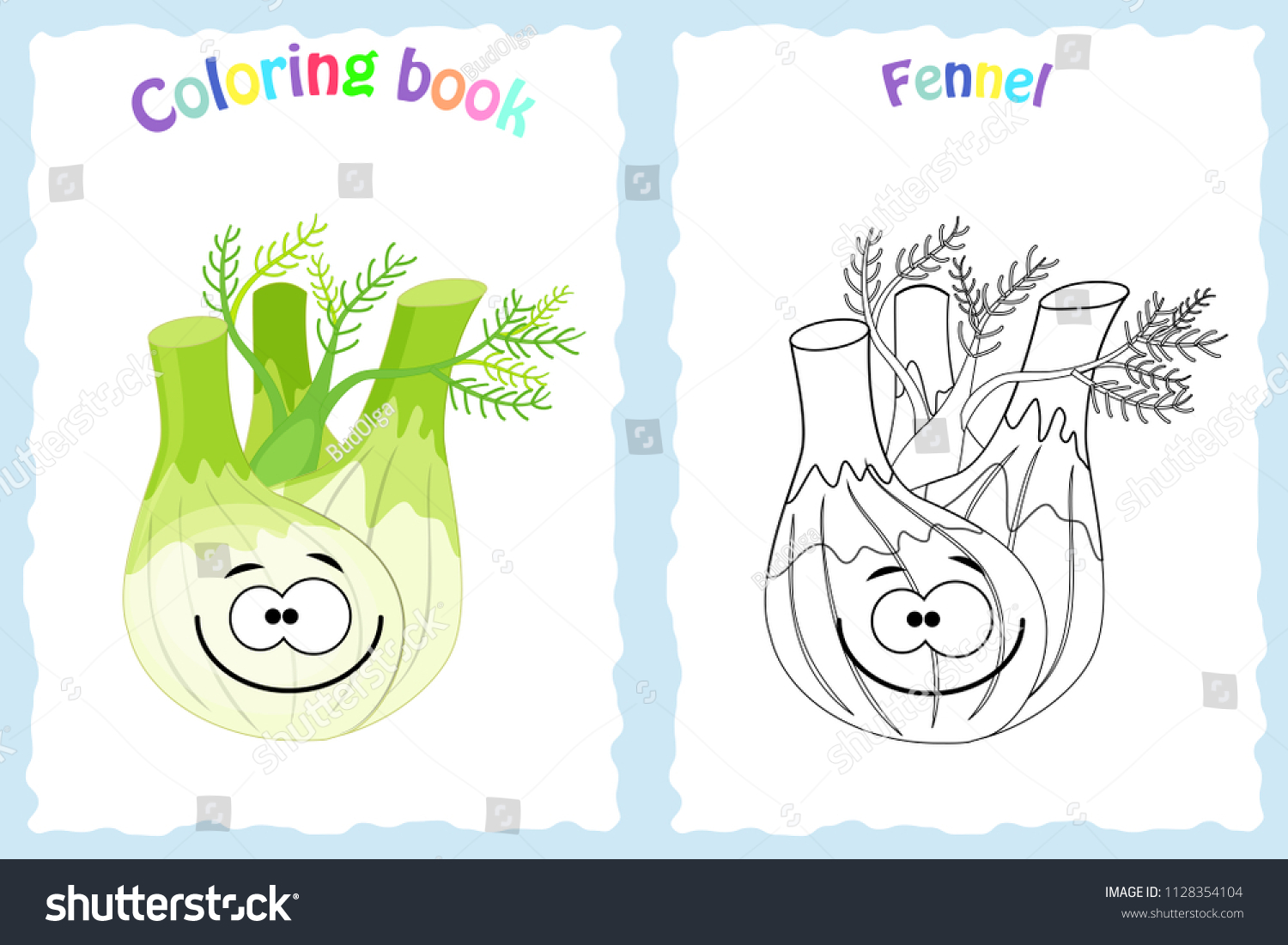 Coloring book page children colorful fennel stock vector royalty free