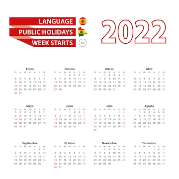 Premium vector calendar in spanish language with public holidays the country of bolivia in year