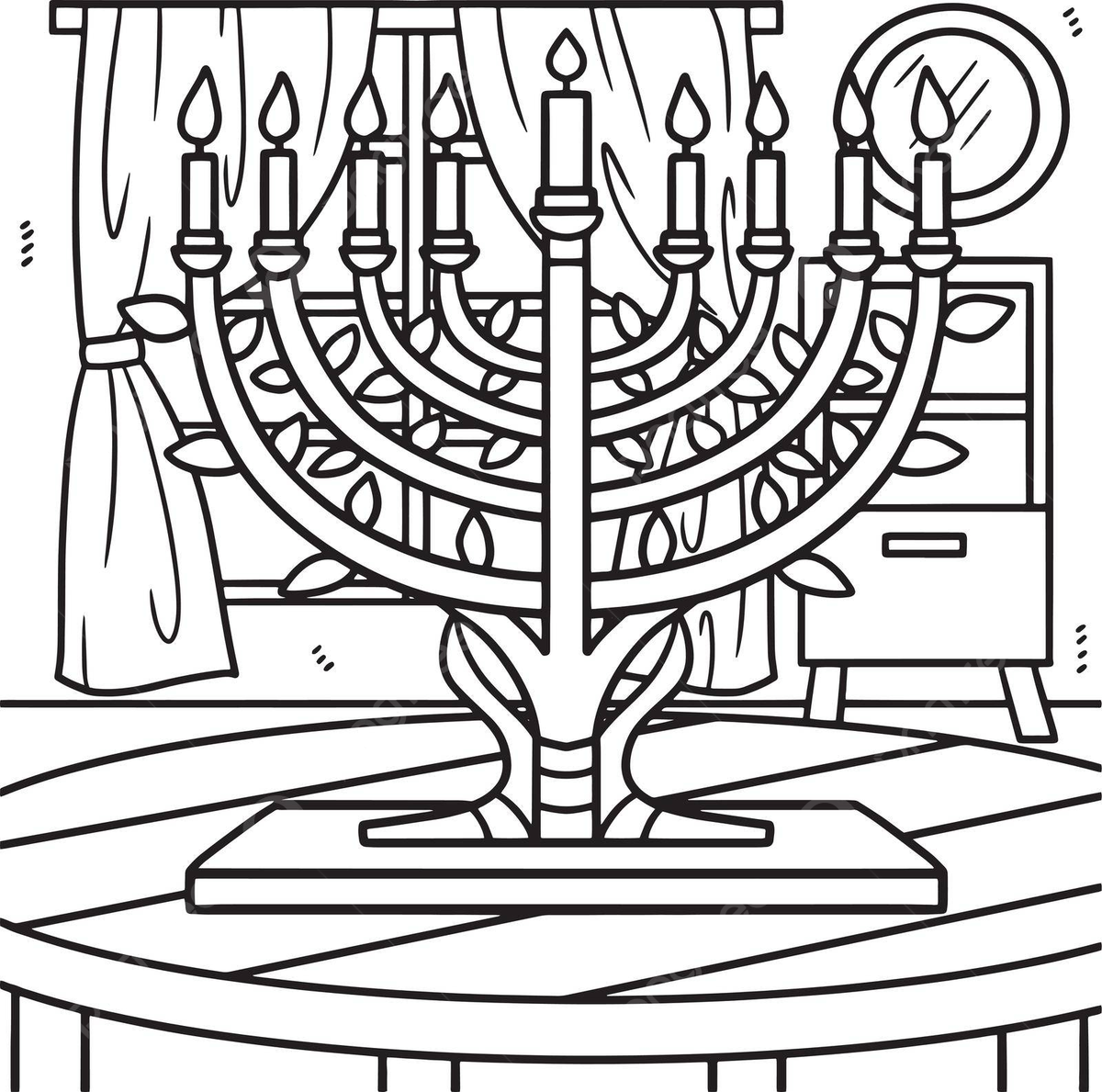 Desenho de pãgina para colorir da menorã hanukkah crianãas desenhando o pãr do sol judaãsmo vetor png desenho de sol desenho de asa desenho de anel imagem png e vetor para