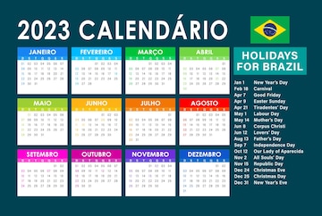 Premium vector calendar vector brazilian version with holidays