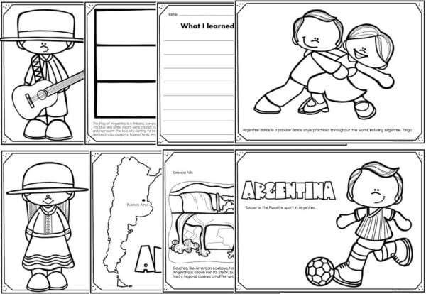 Free argentina coloring page for kids to read color and learn