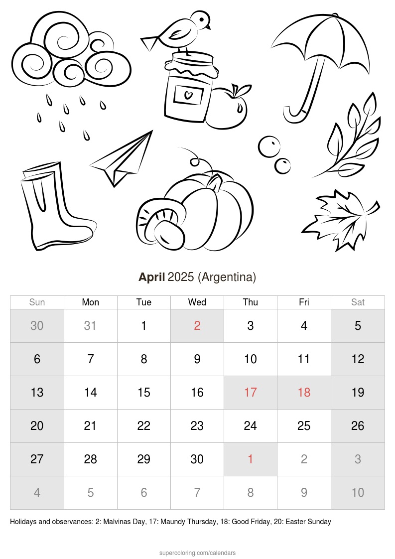 April calendar