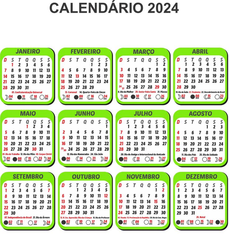 Calendãrio de feriados e para imprimir