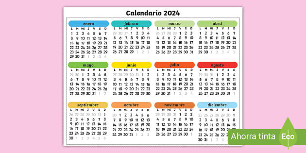 Calendario horizontal teacher
