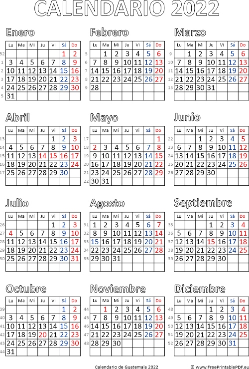 Calendario de guatemala imprimir el pdf gratis