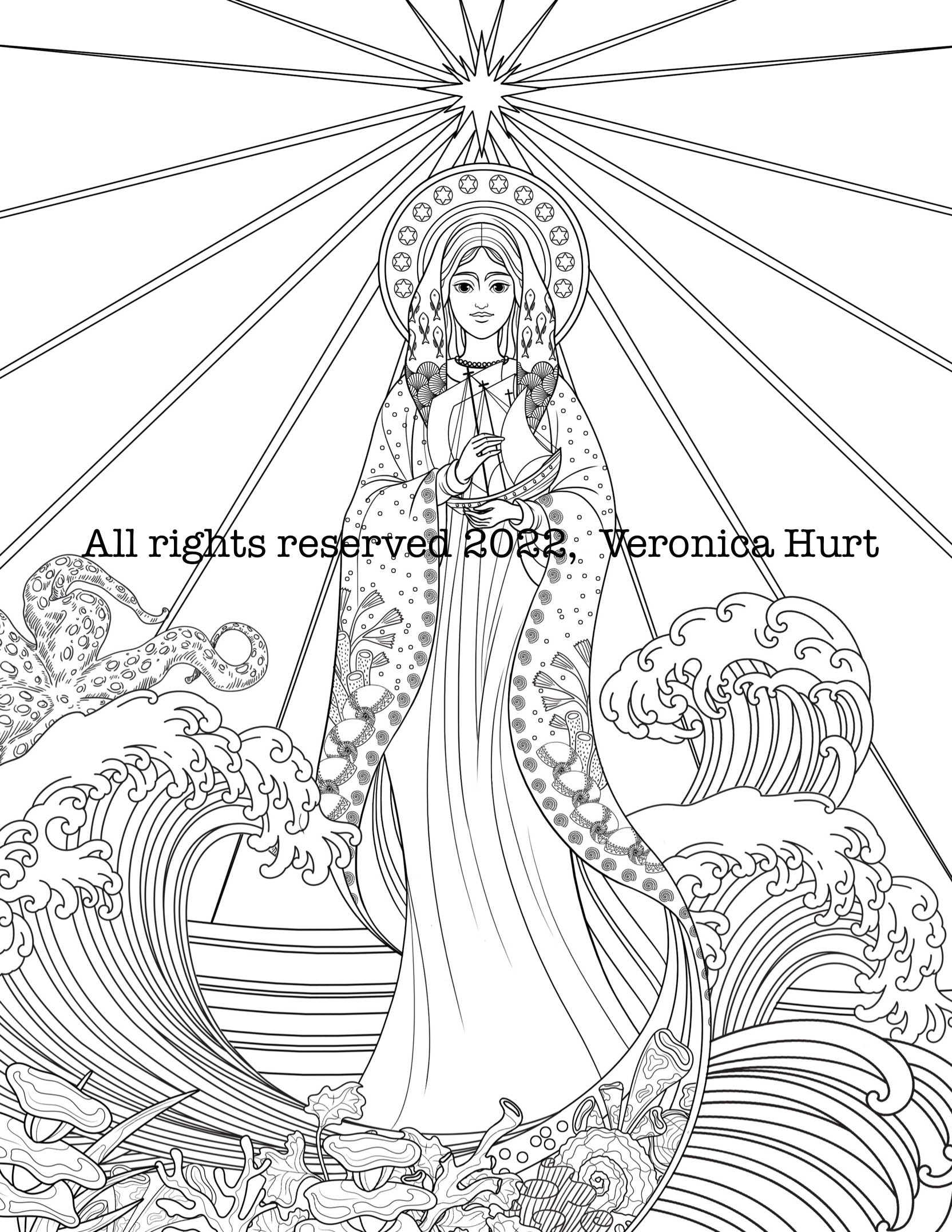 Dibujo de la madre marãa para colorear nuestra seãora estrella del mar dibujo de stella maris para adultos catãlicos