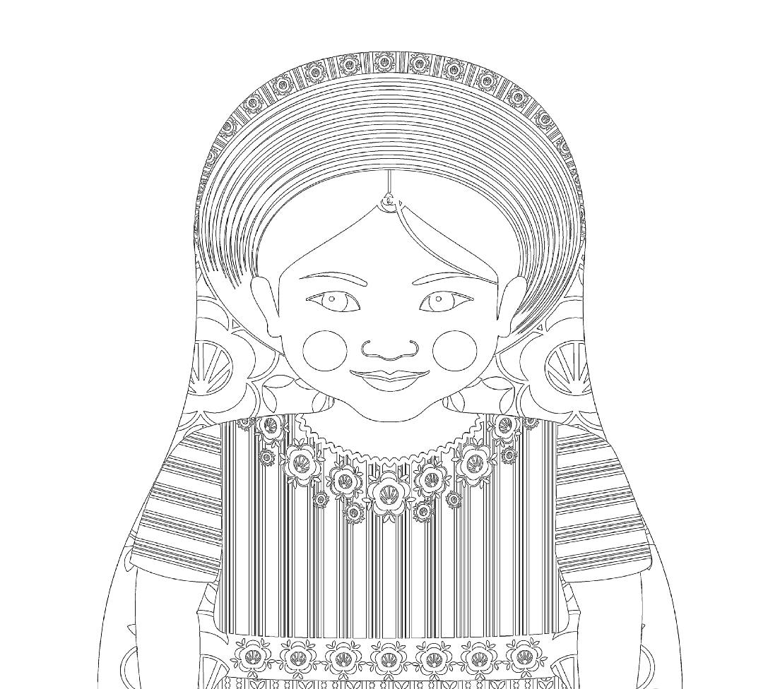 Guatemalan coloring sheet printable file traditional folk dress matryoshka doll