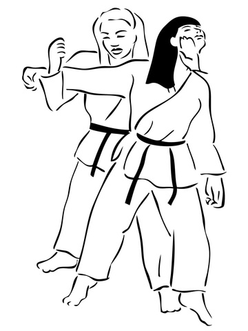 Woman judo fight coloring page free printable coloring pages