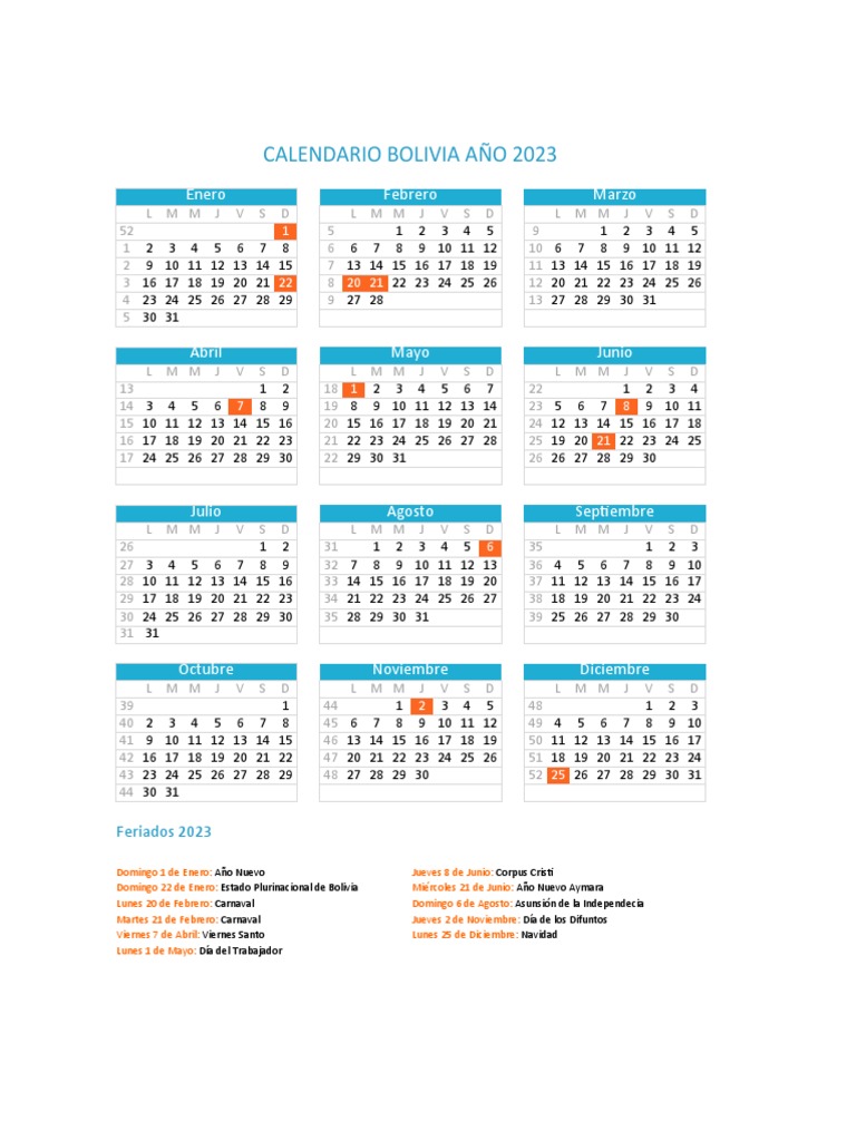 Calendario bolivia pdf