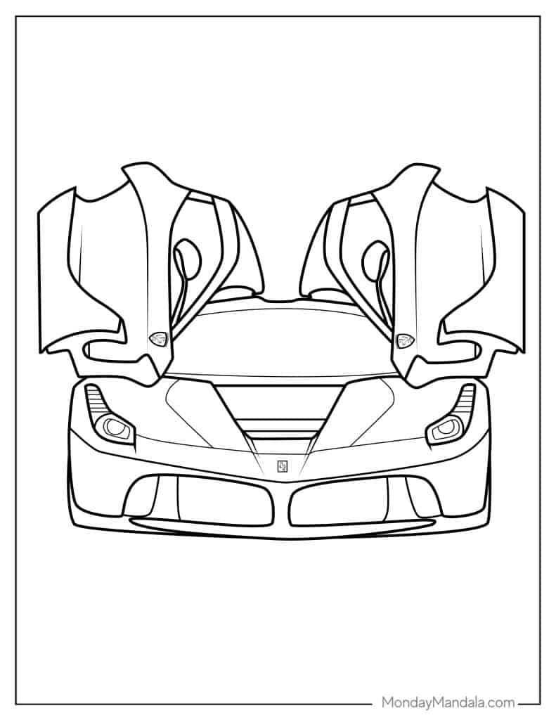 Ferrari coloring pages free pdf printables