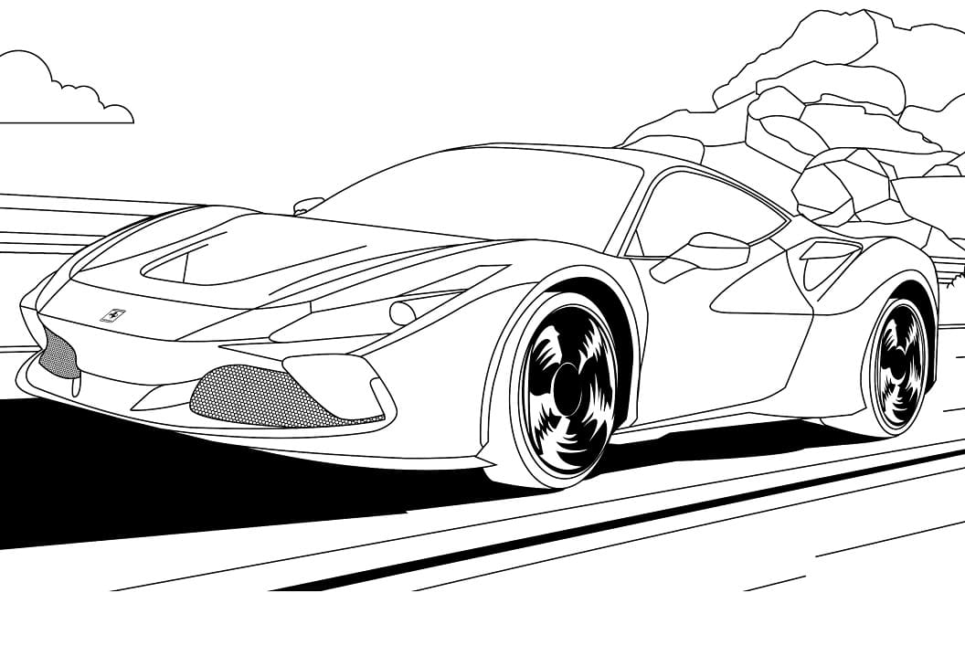 Ferrari race car coloring page