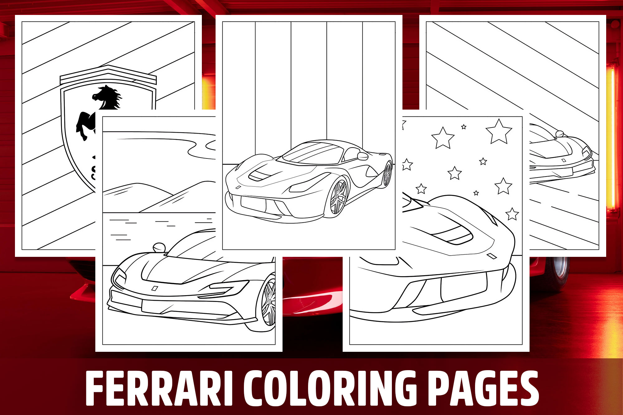 Ferrari coloring pages for kids girls boys teens birthday school activity made by teachers