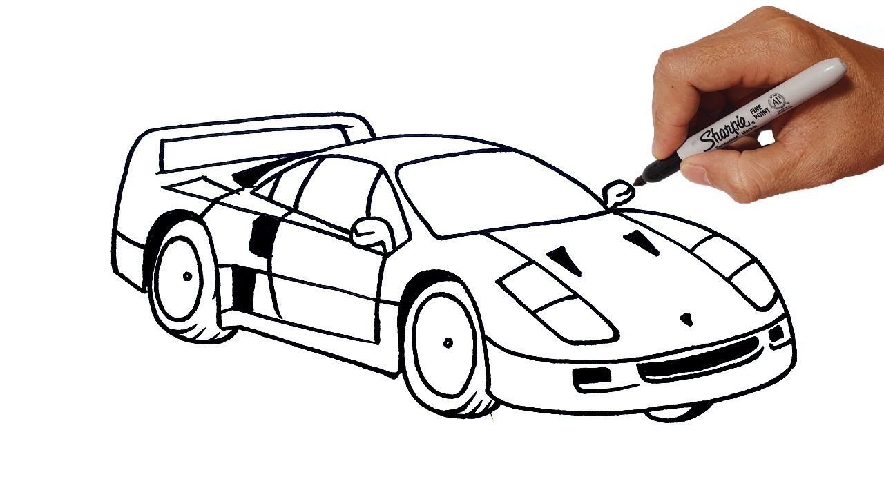 How to draw ferrari f sports car tutorial