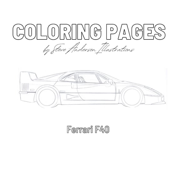 Ferrari f coloring page instant download