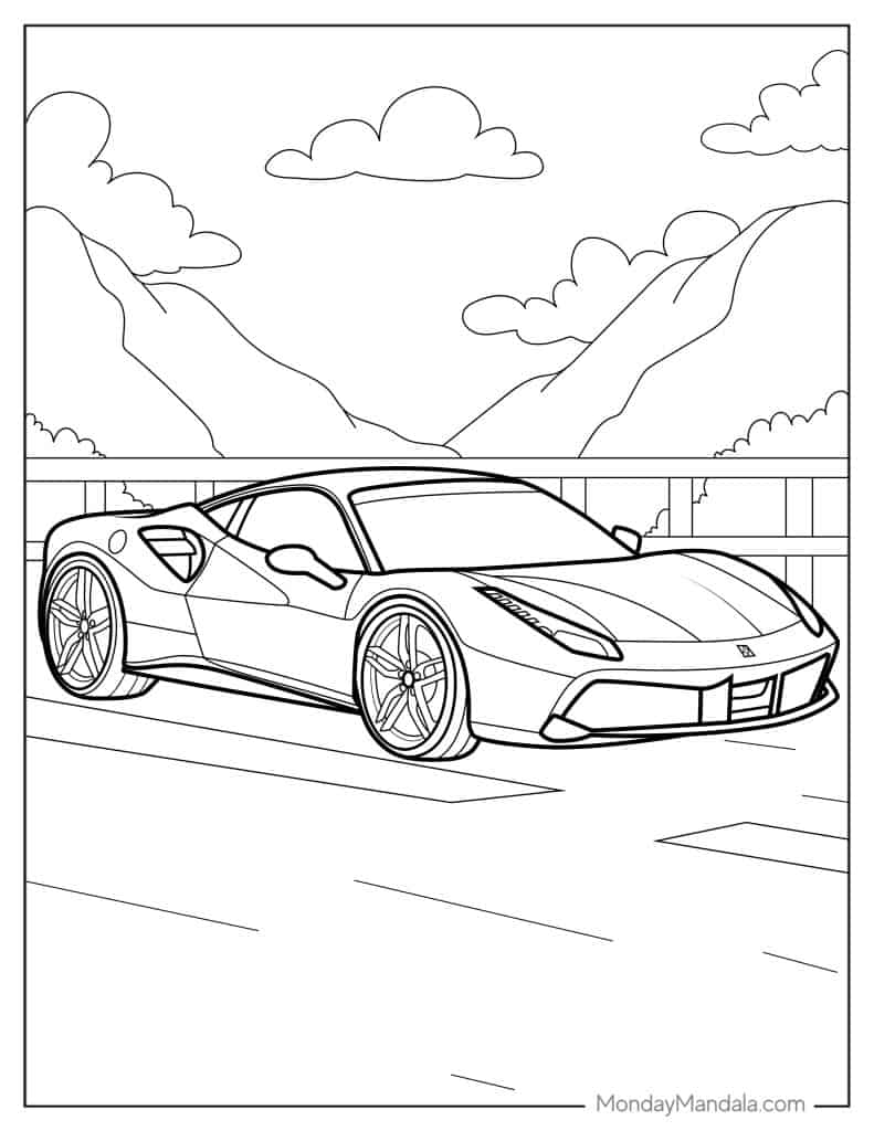 Ferrari coloring pages free pdf printables