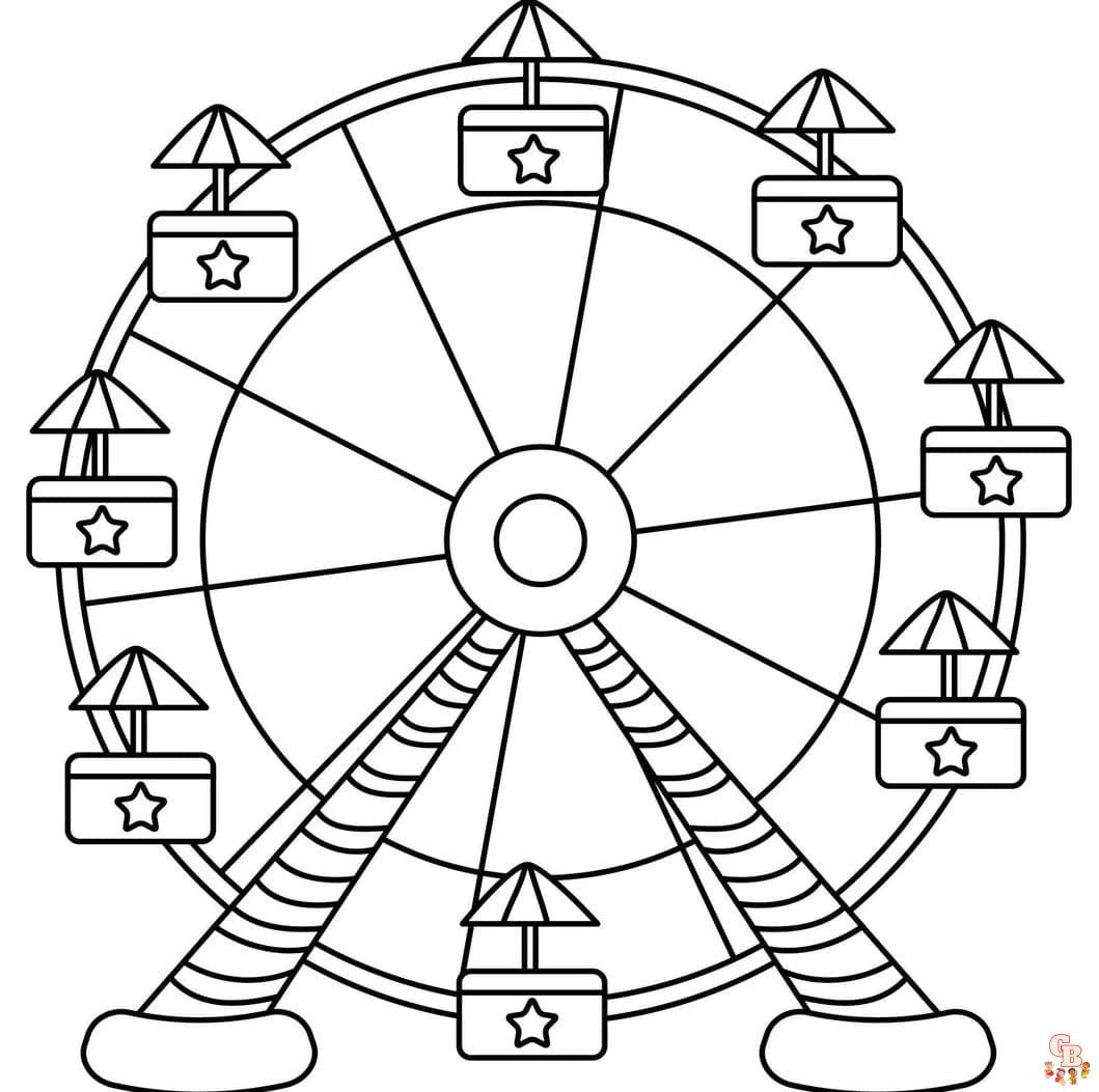 Printable ferris wheel coloring pages free for kids and adults