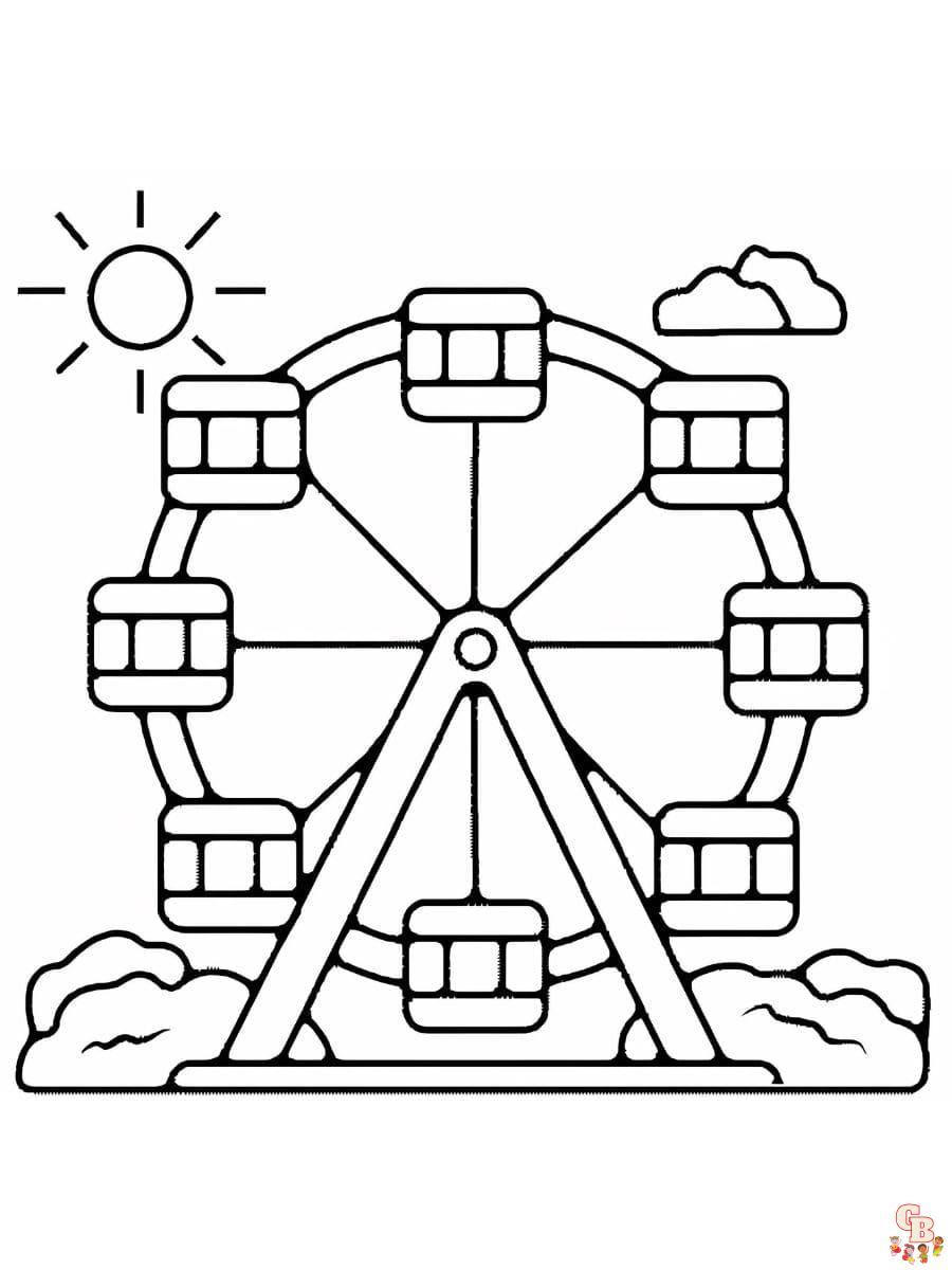 Printable ferris wheel coloring pages free for kids and adults