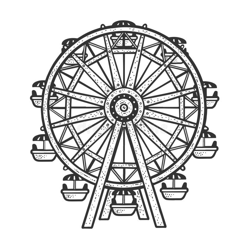 Ferris wheel sketch vector illustration stock vector