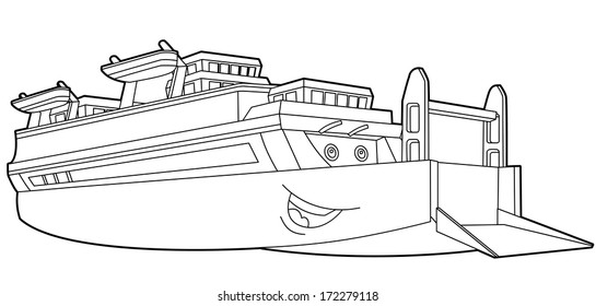 Coloring page boat illustration children stock illustration