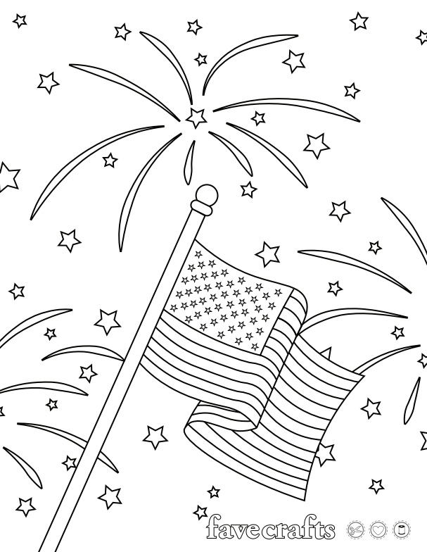 Celebrate with fireworks coloring page