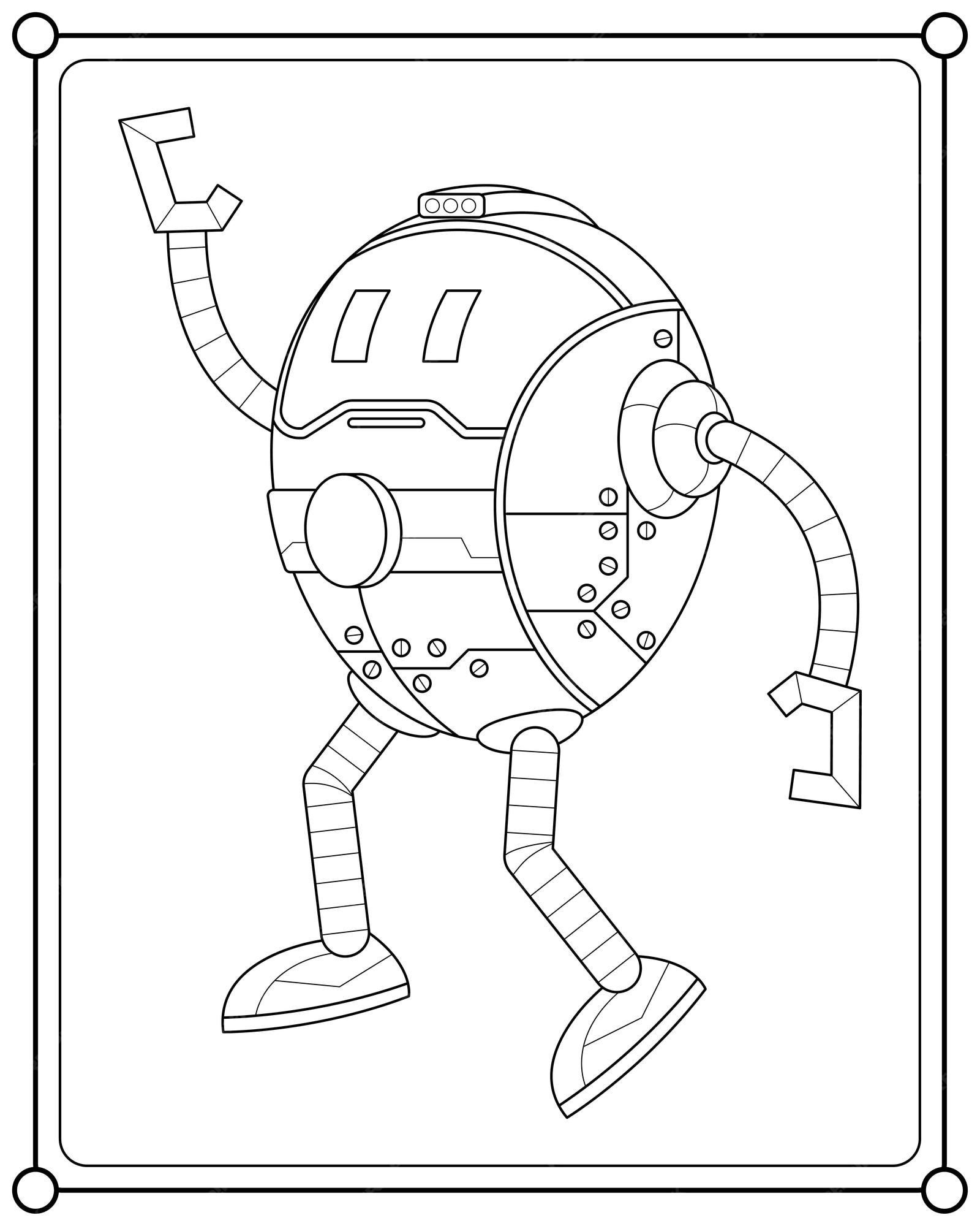 Premium vector cute robot suitable for childrens coloring page vector illustration