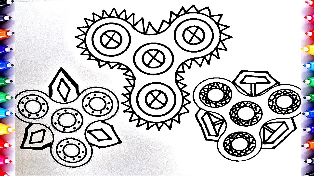 Learn art fidget finger spinner coloring pages for kids how to color