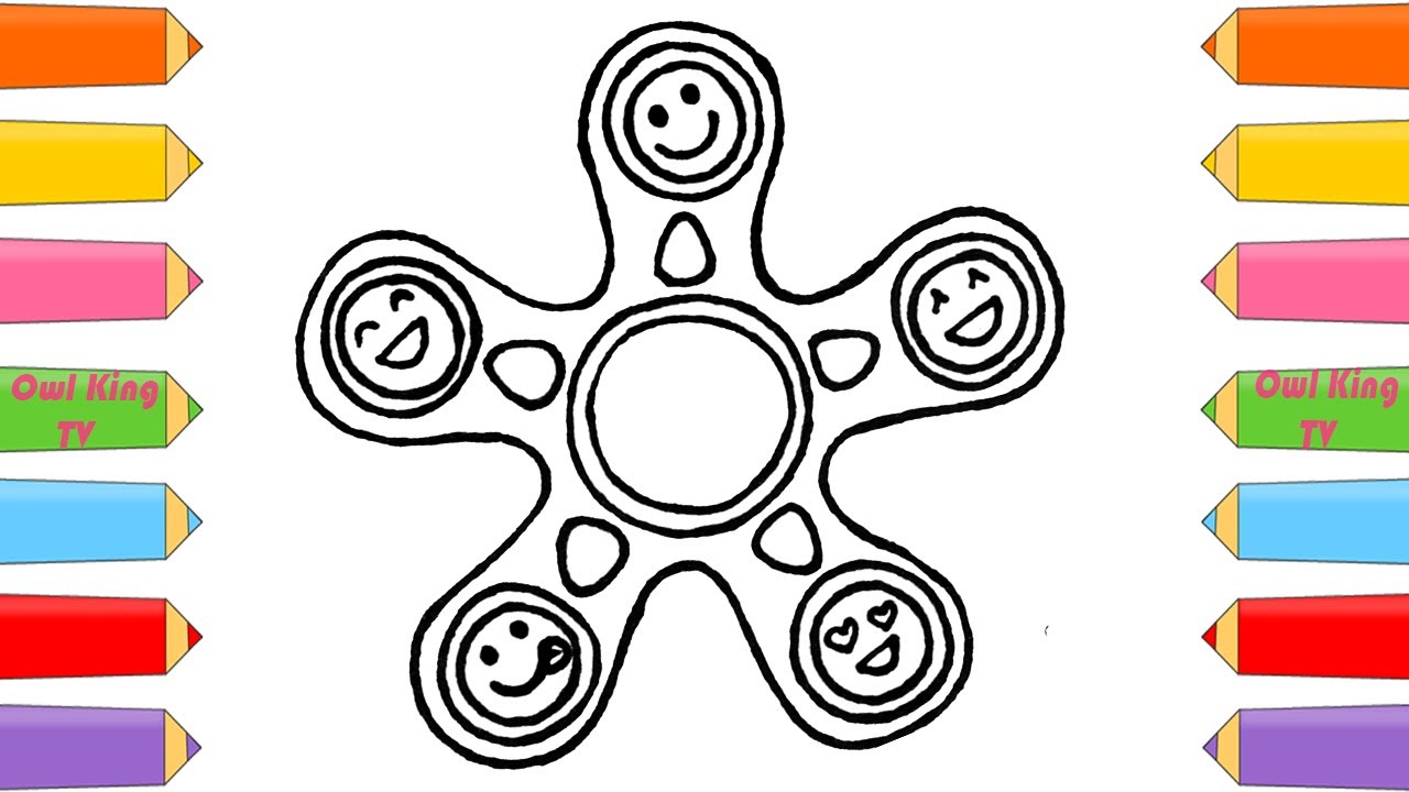 How to draw and color fidget spinner coloring pages for kids art colors for children