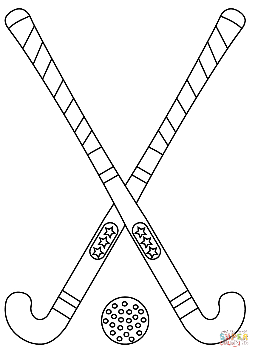 Field hockey stick and ball coloring page free printable coloring pages