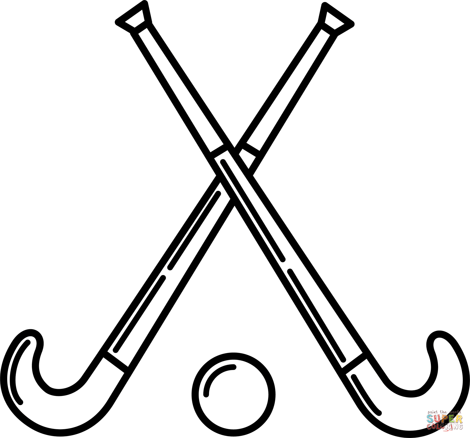 Field hockey stick and ball coloring page free printable coloring pages