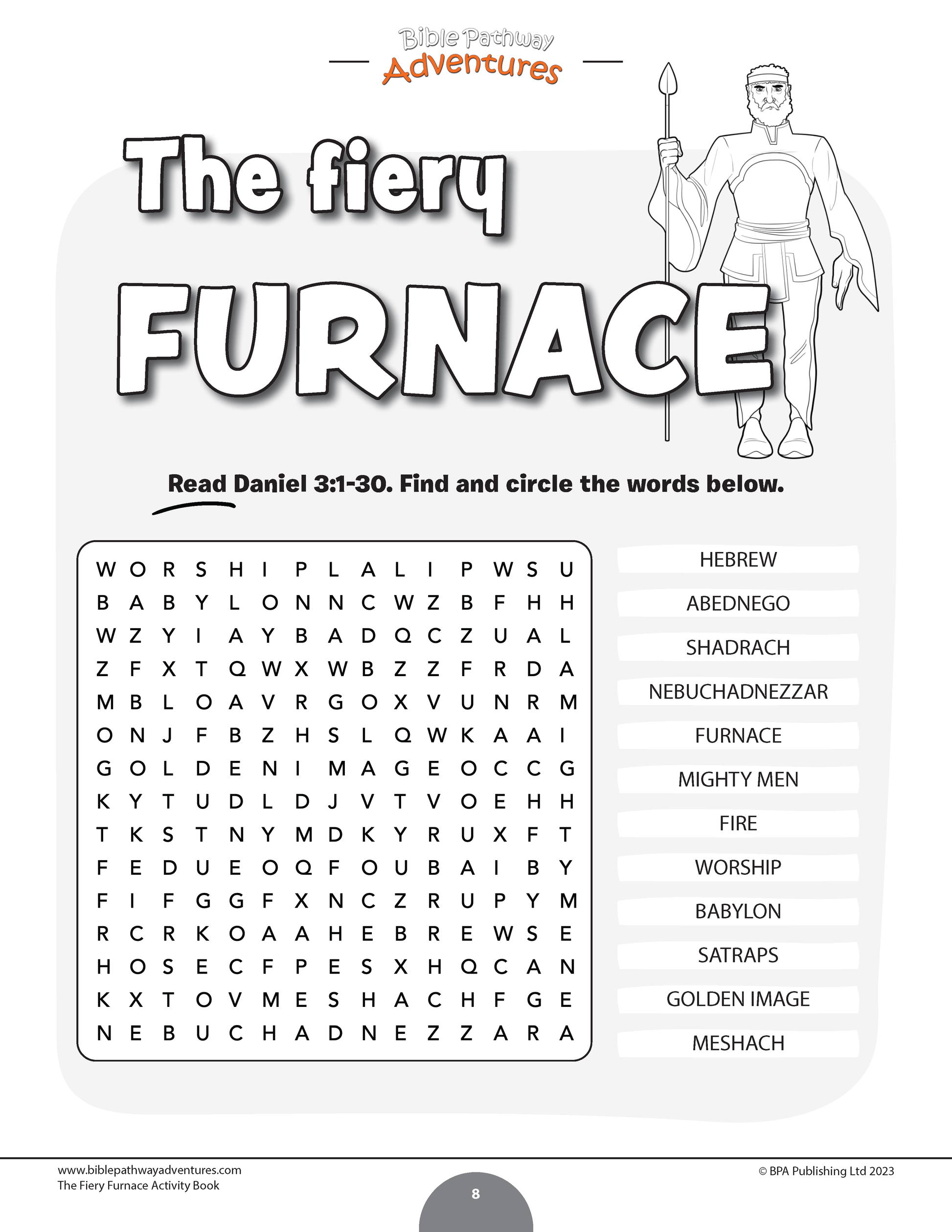 The fiery furnace activity book pdf â bible pathway adventures