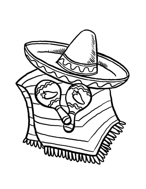 Mexican fiesta sombrero and caracas for cinco de mayo at at mexican fiesta coloring page coloring pages coloring pages for kids mexican fiesta