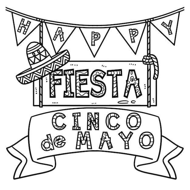 Premium vector cinco de mayo fiesta isolated coloring page