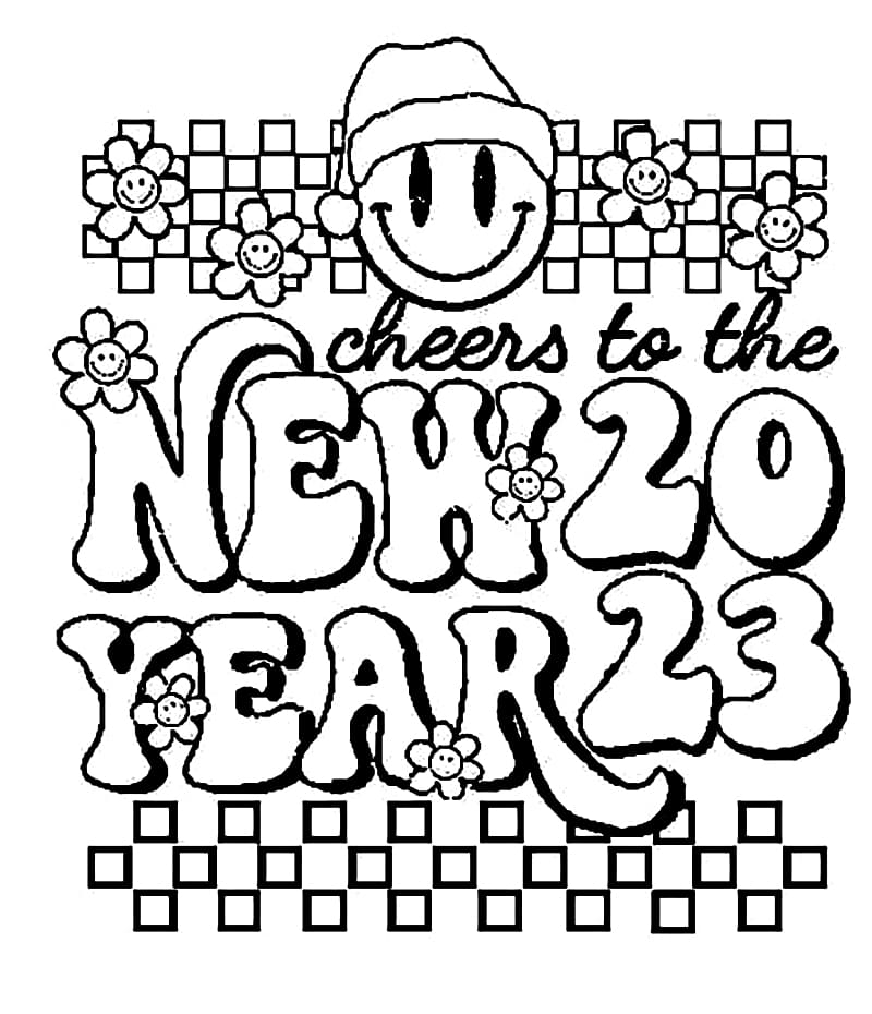 Happy new year coloring pages