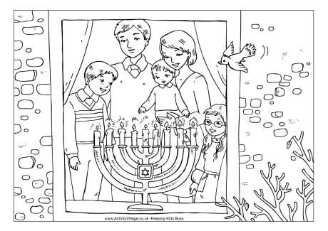 Family menorah louring page louring pages loring pages happy hankah