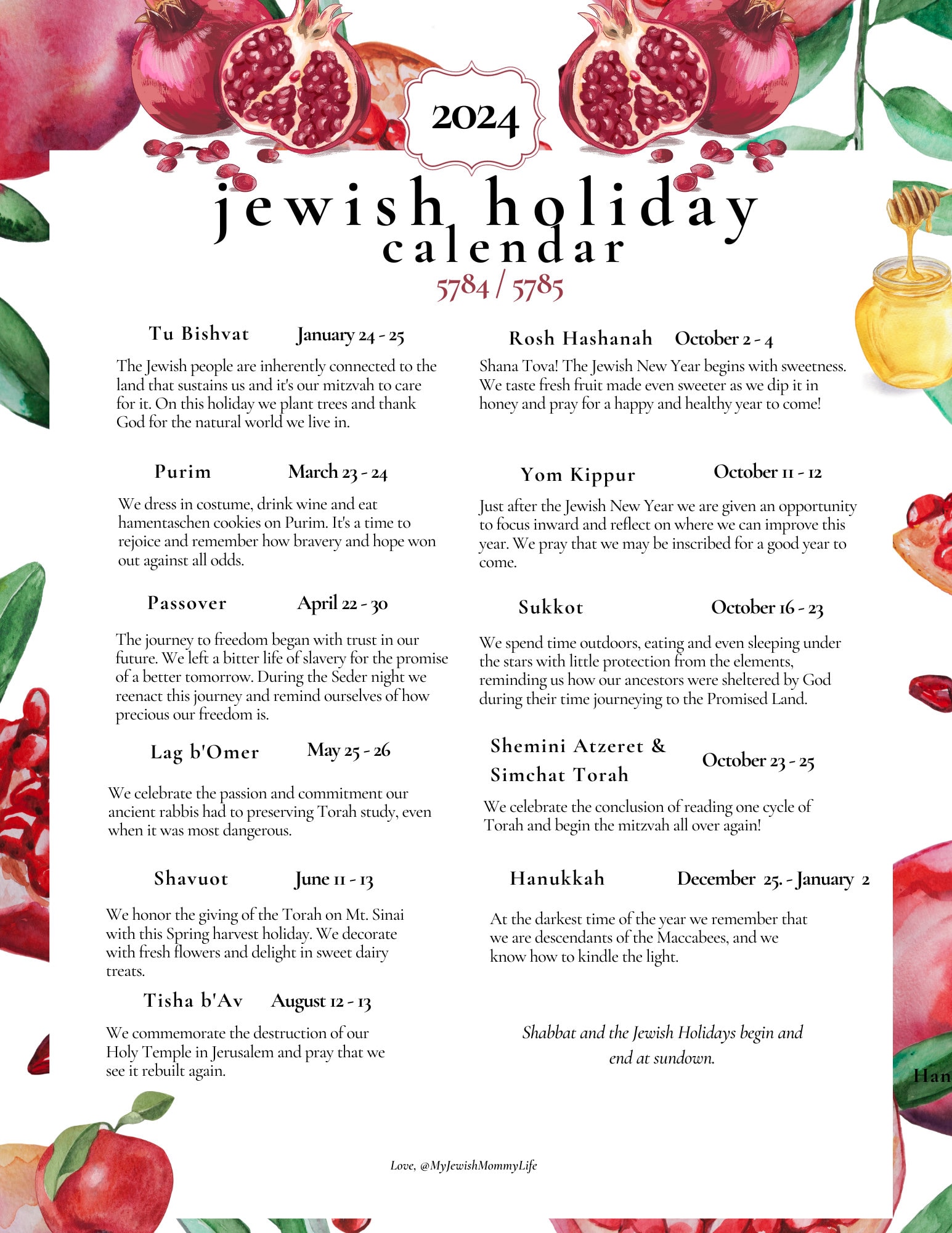 New jewish holiday calendar hebrew calendar and rosh hashanah hanukkah chanukah gift