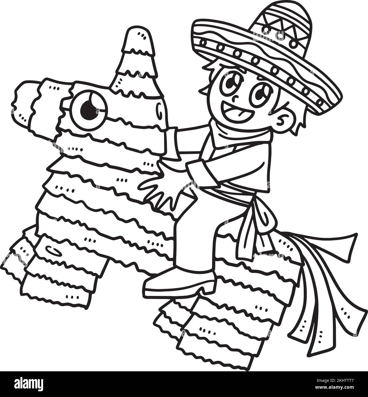 Cinco de mayo pinata coloring page for kids stock vector image art