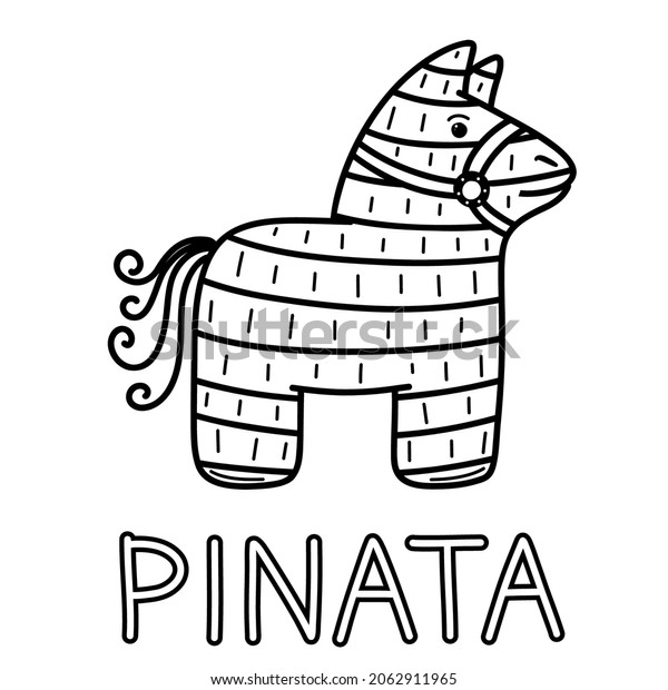 Fiesta coloring page pinata hand drawn stock vector royalty free