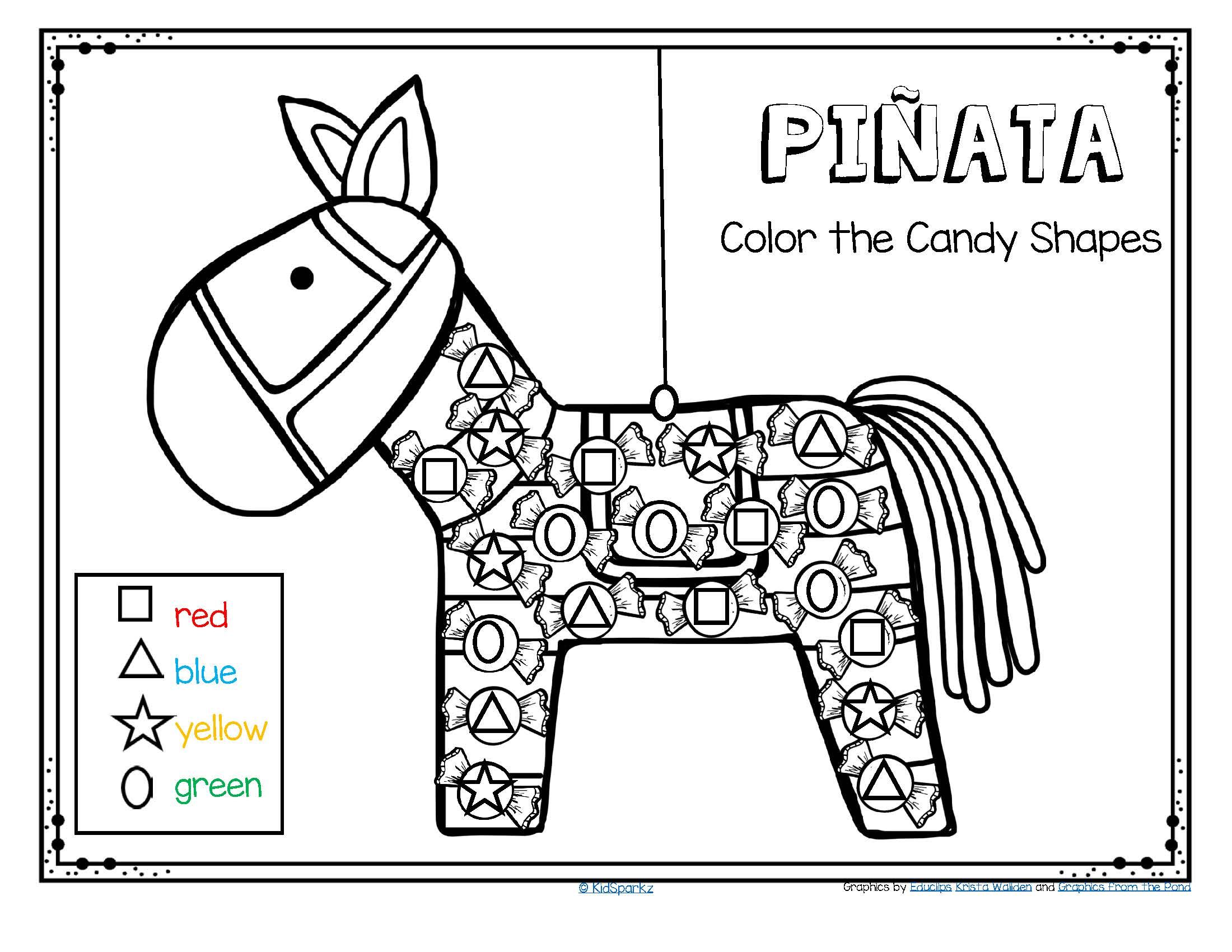 Colorful cinco de mayo piãata candy activity for preschool kindergarten