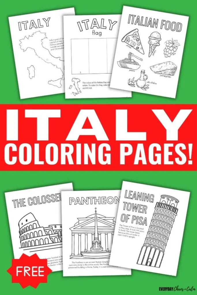 Educational italy coloring pages for kids