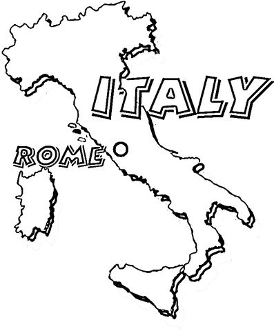 Map of italy rome is the capital of italy coloring page free printable coloring pages italy map flag coloring pages learning italian