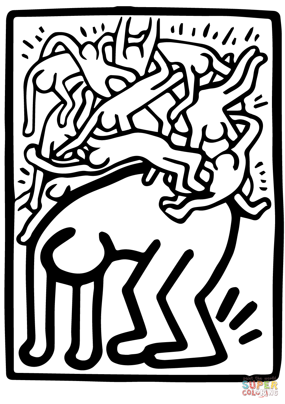 Fight aids worldwide by keith haring coloring page free printable coloring pages