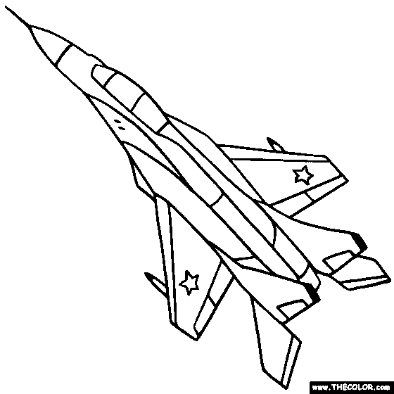 Ilitary jet fighter airplane coloring page